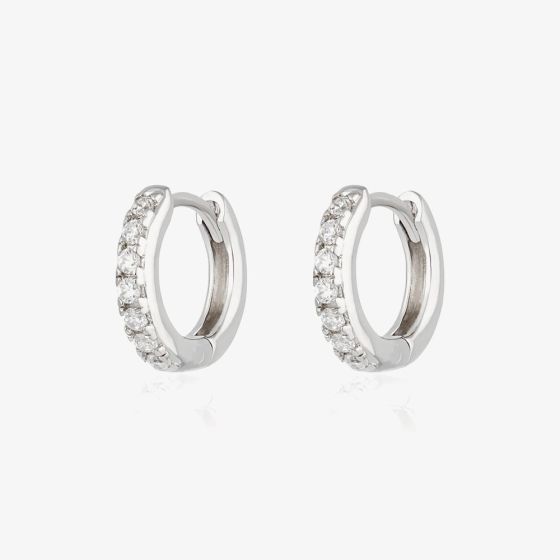 Scream Pretty Silver Rhodium Plated Cubic Zirconia Huggie Hoop Earrings SPESSS48-PV