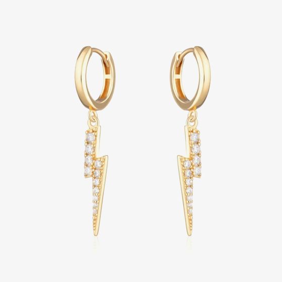 Scream Pretty 18ct Gold Plated Cubic Zirconia Lightning Hoop Earrings SPG-259