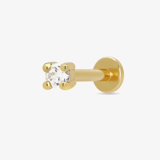 Scream Pretty 18ct Gold Plated Round Cubic Zirconia Single Stud Earrings SPG-33