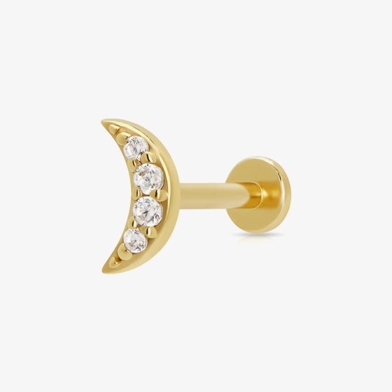 Scream Pretty 18ct Gold Plated Cubic Zirconia Moon Single Stud Earrings SPG-47a