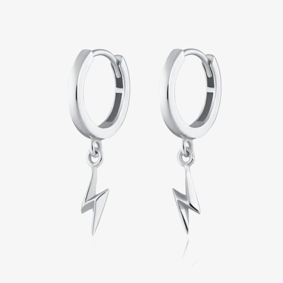 Scream Pretty Silver Rhodium Plated Lightning Bolt Hoop Earrings SPS-166