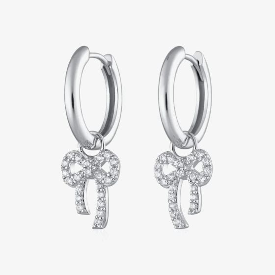 Scream Pretty Silver Rhodium Plated Cubic Zirconia Bow Hoop Earrings SPS-194-276a