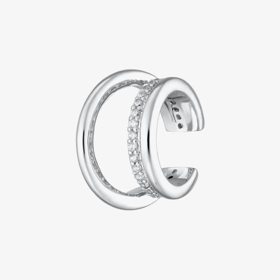 Scream Pretty Silver Rhodium Plated Cubic Zirconia Illusion Triple Band Ear Cuff Earrings SPS-168