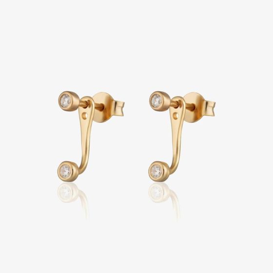 Scream Pretty 18ct Gold Plated Round Cubic Zirconia Ear Jacket Earrings SPG-233a