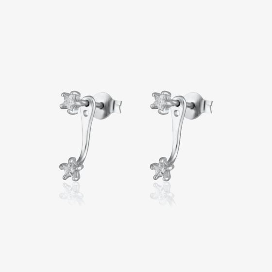 Scream Pretty Silver Rhodium Plated Cubic Zirconia Star Ear Jacket Earrings SPS-213