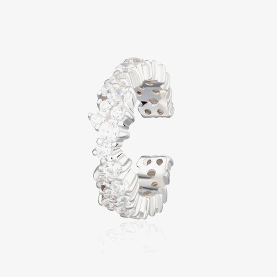 Scream Pretty Silver Rhodium Plated Stardust Cubic Zirconia Single Ear Cuff Earrings SPS-265