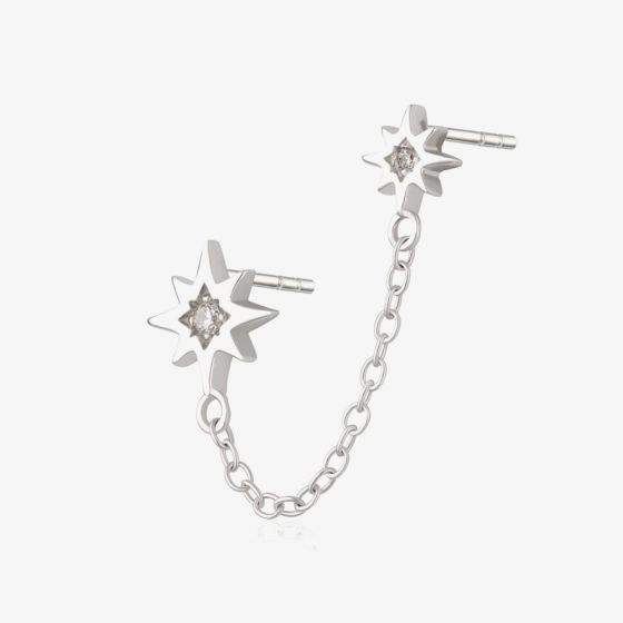 Scream Pretty Hannah Martin Interstellar Silver Chained Star Two Stud Single Earrings SPS-352