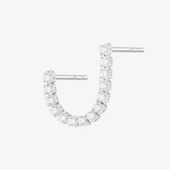 Scream Pretty Silver Rhodium Plated Tennis Chain Cubic Zirconia Double Stud Earrings SPS-53