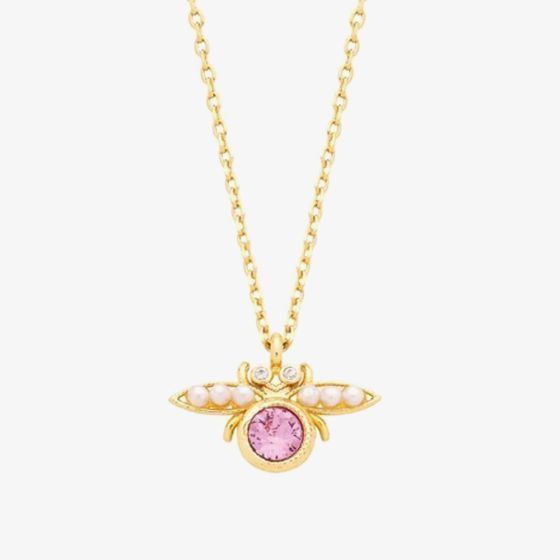 Estella Bartlett Gold Plated Pink Cubic Zirconia Ladybird Necklace EB2424C