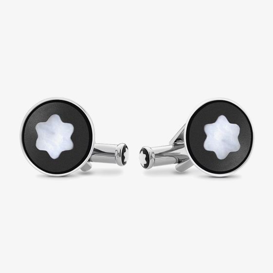 Montblanc Mother Of Pearl Snowcap Emblem Cufflinks 123810