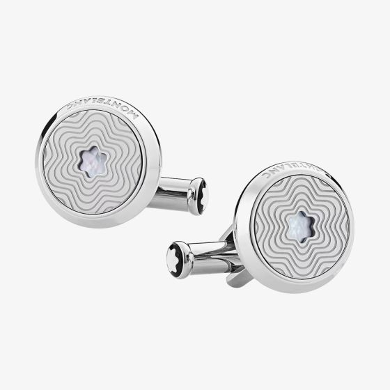 Montblanc Mother Of Pearl Snowcap Emblem Cufflinks 123808