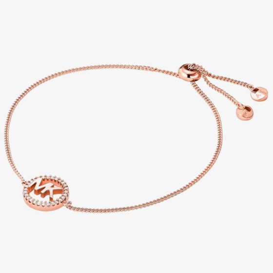 Michael Kors Rose Gold Plated Cubic Zirconia Logo Slider Bracelet MKC1246AN791