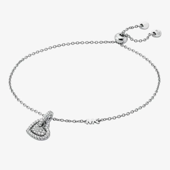 Michael Kors Love Sterling Silver White Cubic Zirconia Heart Charm Bracelet MKC1748CZ040