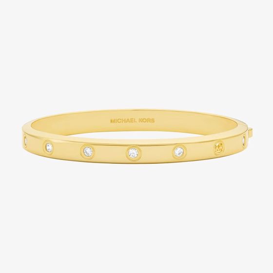 Michael Kors Yellow Gold Tone Plated Cubic Zirconia Logo Bangle MKJ8650710