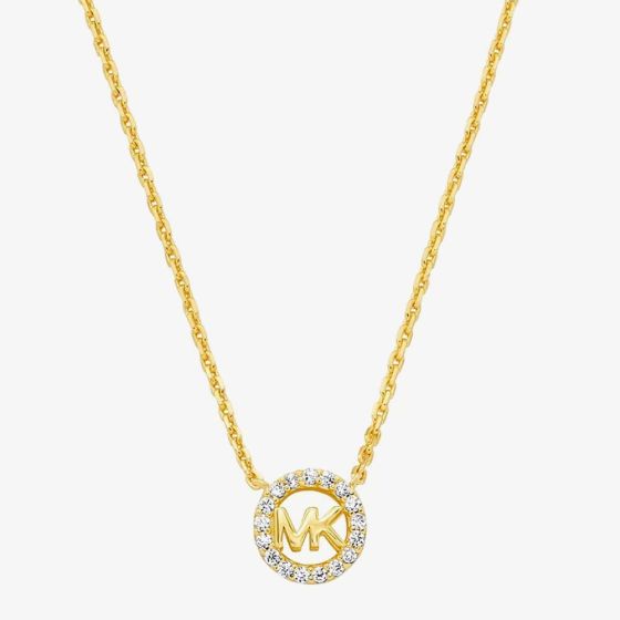 Michael Kors Gold Plated Round MK Cubic Zirconia Necklace MKC1726CZ710