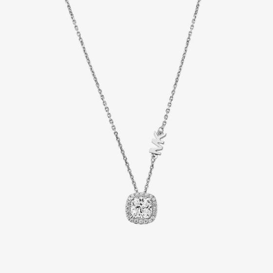 Michael Kors Brilliance Sterling Silver Cubic Zirconia Halo Pendant Necklace MKC1407AN040