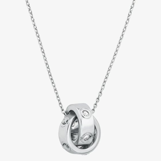 Michael Kors Silver Tone Plated Cubic Zirconia Interlocking Pendant MKJ8654040