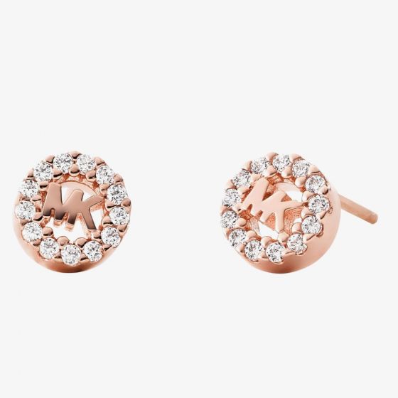Michael Kors Custom Kors 14ct Rose Gold Plated Pavé Logo Stud Earrings MKC1033AN791