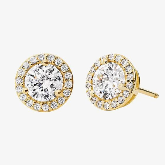 Michael Kors Gold Plated Round Crystal Halo Stud Earrings MKC1035AN710