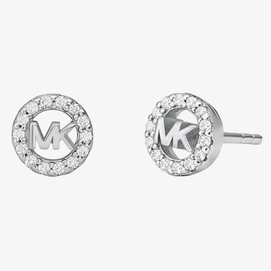 Michael Kors Silver Round Crystal Halo Stud Earrings MKC1727CZ040