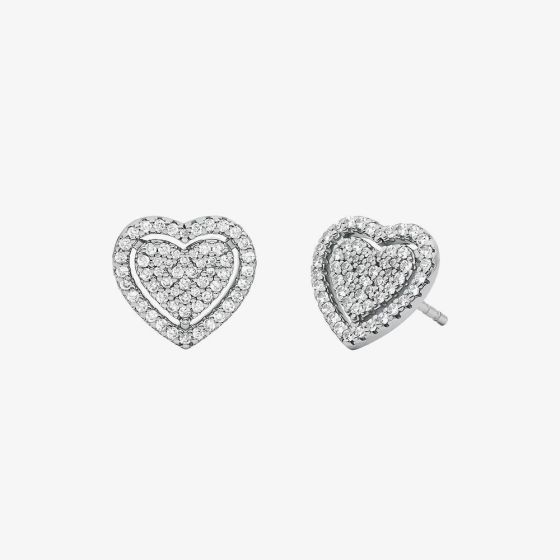Michael Kors Love Sterling Silver Cubic Zirconia Heart Stud Earrings MKC1750CZ040