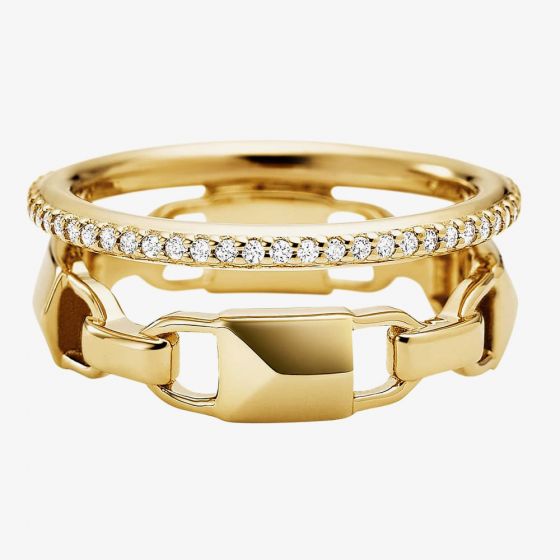 Michael Kors Mercer 14ct Gold Plated Double Row Ring MKC1025AN710 