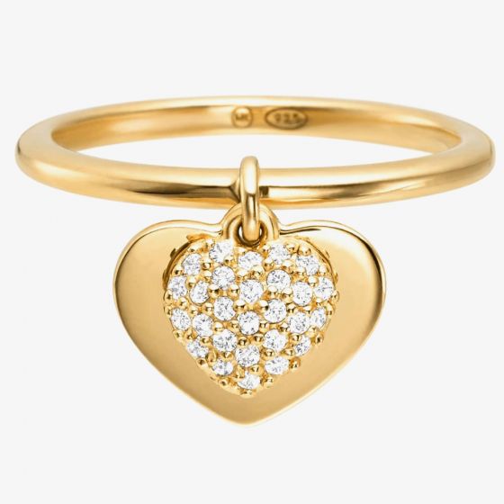Michael Kors Kors Love 14ct Gold Plated Pavé Heart Drop Ring MKC1121AN710