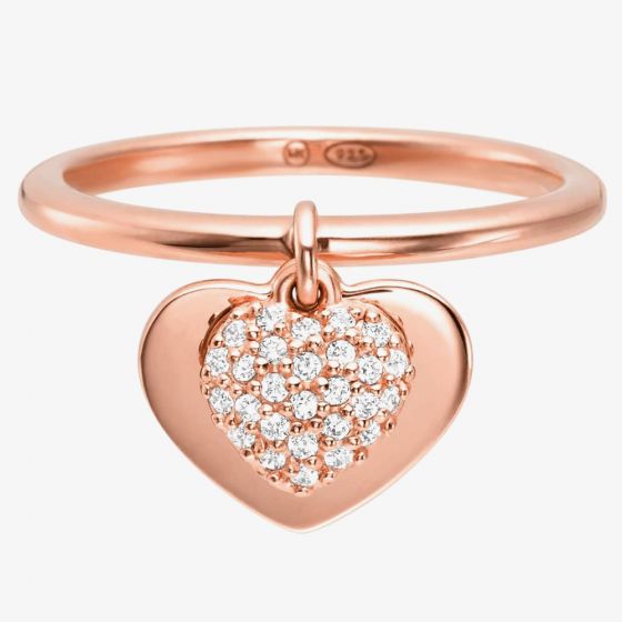 Michael Kors Kors Love 14ct Rose Gold Plated Pavé Heart Drop Ring  MKC1121AN791 