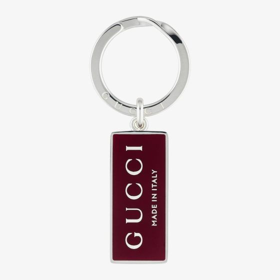 Gucci Trademark Sterling Silver Red Enamel Keyring YBF81899700100U