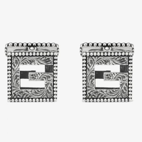Gucci G Cube Silver Motif Square Cufflinks YBE55276500100U