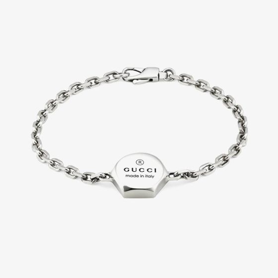 Gucci Trademark Silver Logo Belcher Chain Bracelet YBA779169001