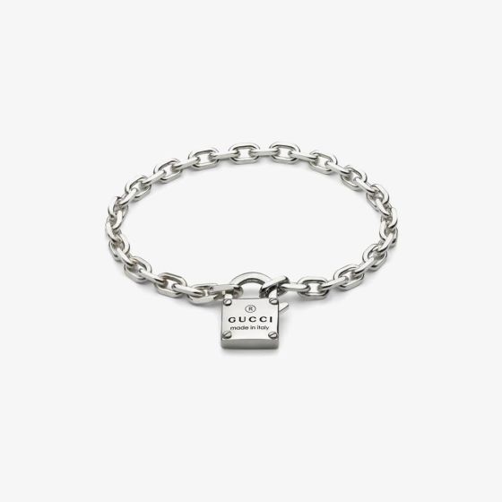 Gucci Trademark Sterling Silver Padlock Bracelet YBA796341001016