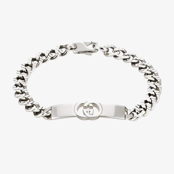 Gucci Interlocking Sterling Silver Chain Bracelet YBA853978