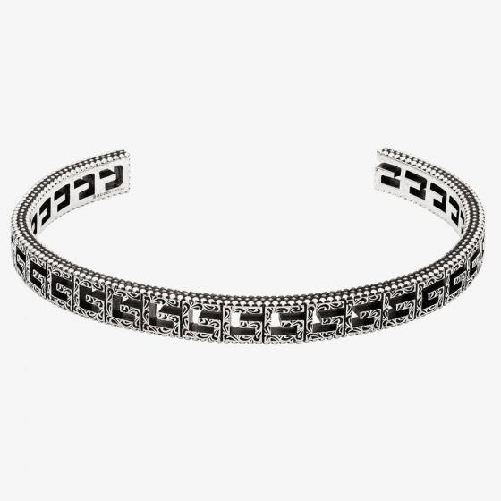 Gucci G Cube Silver Motif Slim Open Bangle YBA576990001