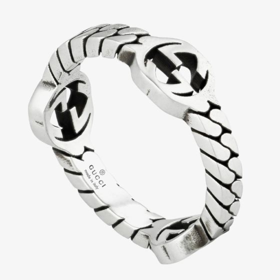 Gucci Sterling Silver Interlocking Ring YBC661523001