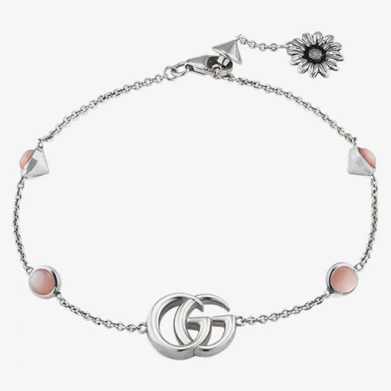 Gucci Silver GG Marmont Pink Mother of Pearl Bracelet YBA5273930020