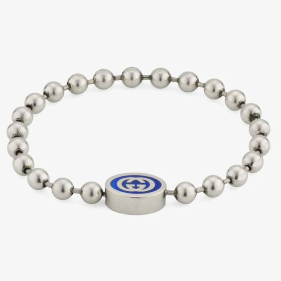 Gucci Interlocking Blue Enamel Boule Bracelet YBA75343700101