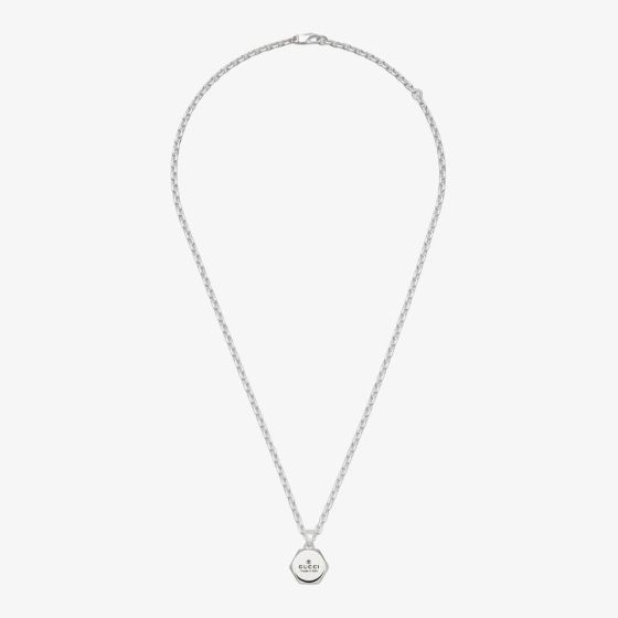 Gucci Trademark Silver Hexagonal Logo Necklace YBB77917500100U