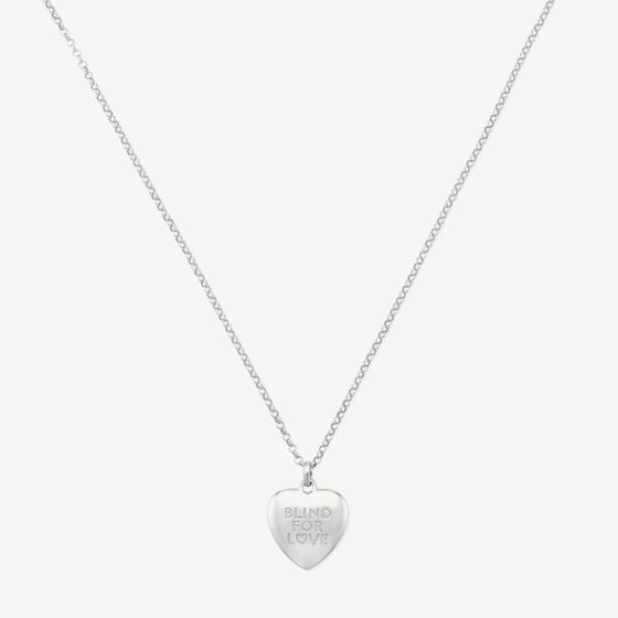 Gucci Sterling Silver Blind For Love Heart Pendant Necklace YBB84358900100U