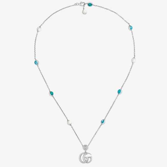 Gucci GG Marmont Silver Multi Stone Necklace YBB52739900100U