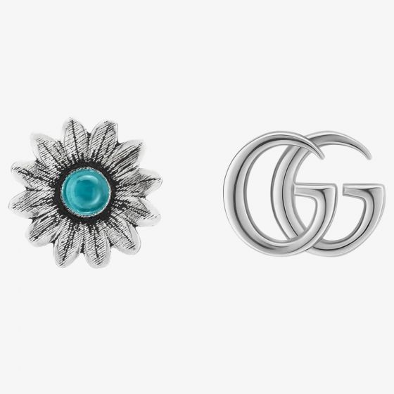Gucci Silver GG Marmont Flower Earrings YBD52734400100U