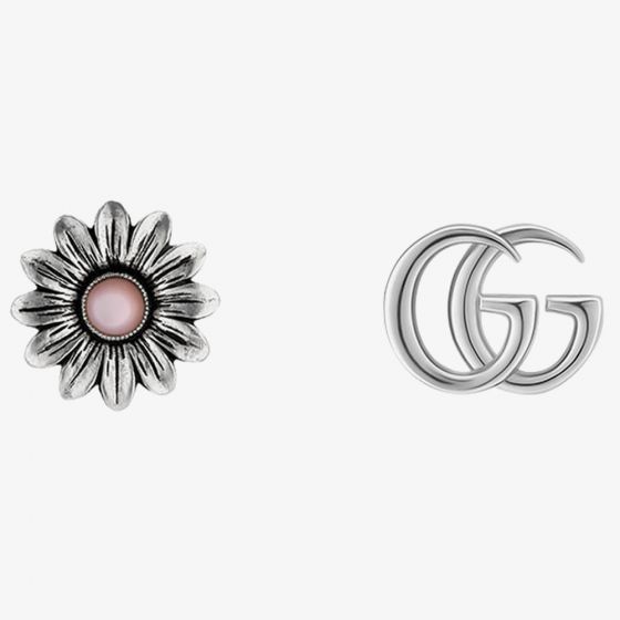 Gucci Silver GG Marmont Flower Stud Earrings YBD52734400200U