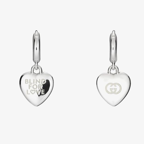Gucci Blind For Love Silver Huggie Hoop Earrings YBD85410600100U