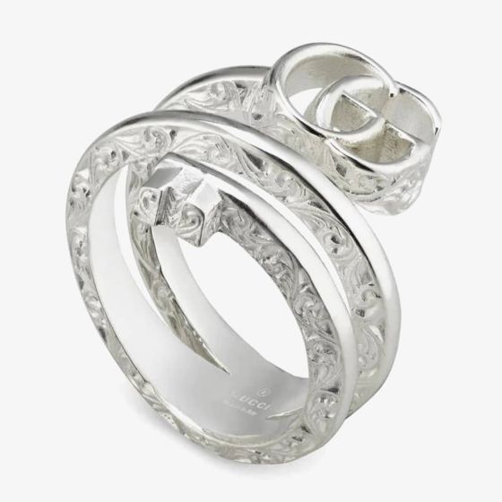 Gucci GG Marmont Sterling Silver Double Band Ring YBC77071900101