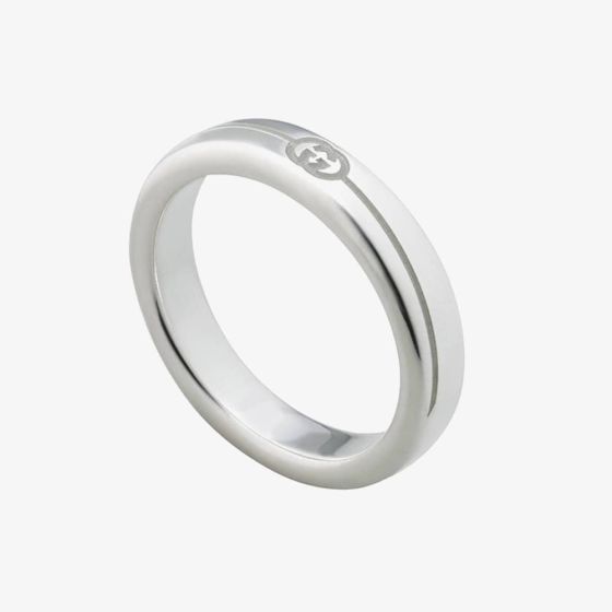 Gucci Silver 4mm Engraved Interlocking Ring YBC774049001