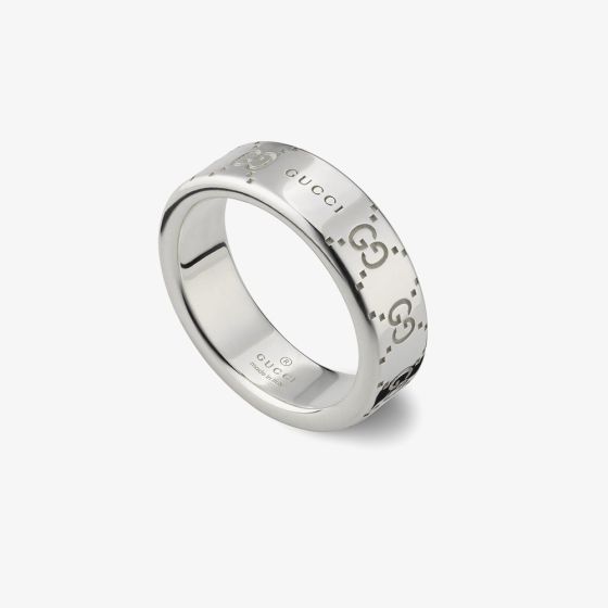 Gucci Signature Silver Trademark GG 6mm Ring YBC8147200010