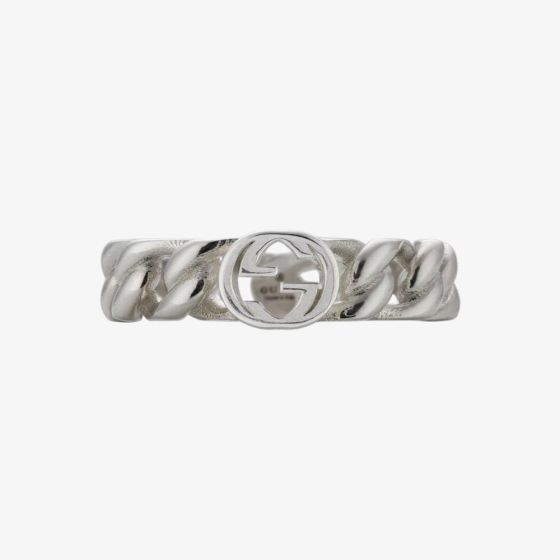 Gucci Interlocking Sterling Silver 5mm Ring YBC84397200101