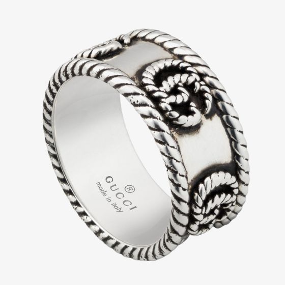 Gucci GG Marmont Silver 9mm Logo Ring YBC627729001