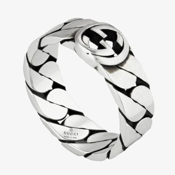 Gucci Sterling Silver Interlocking Ring YBC661513001