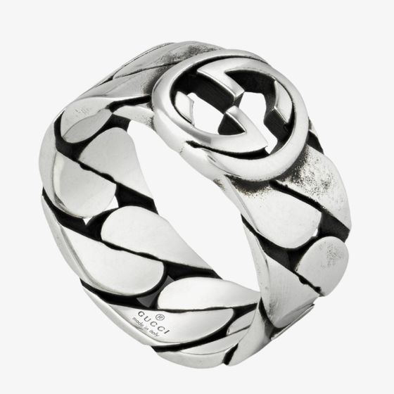 Gucci Sterling Silver Interlocking Ring YBC661515001